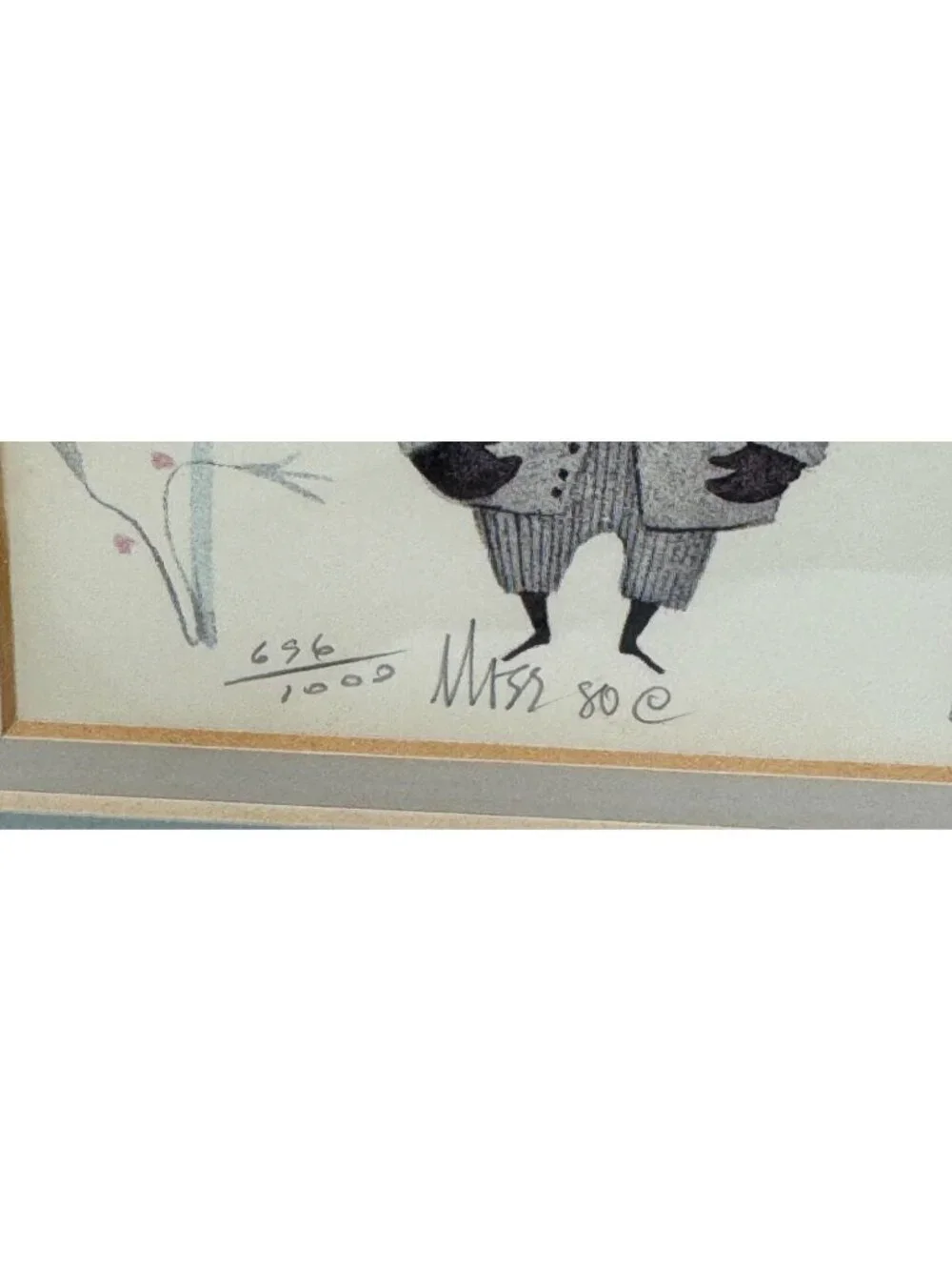 P Buckley Moss Signed Numbered Print 696/1000 Framed Vintage Amish Boy 1980 Art
